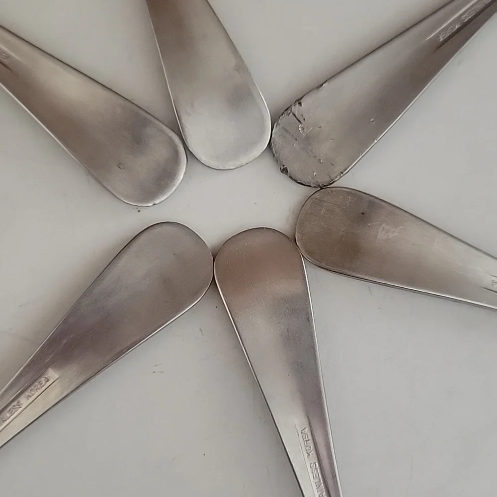 Stainless Steel Dessert Fork Set Leonard Korea 6 Pieces Vintage Silver